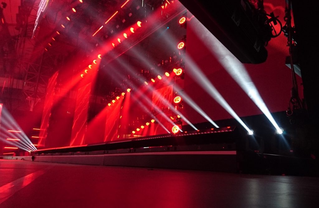 red and white stage lighting